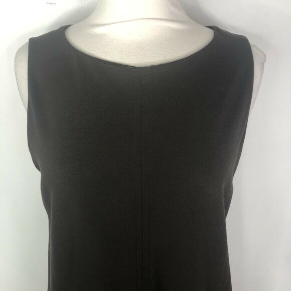 Eileen Fisher Brown Sleeveless Casual Shift Dress - Picture 3 of 6